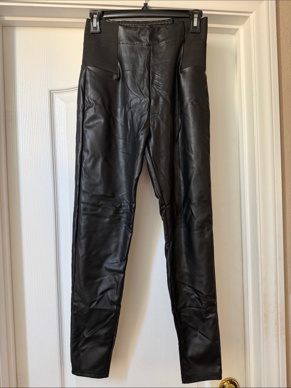 a new day Black Faux Leather Leggings with Elastic Waist